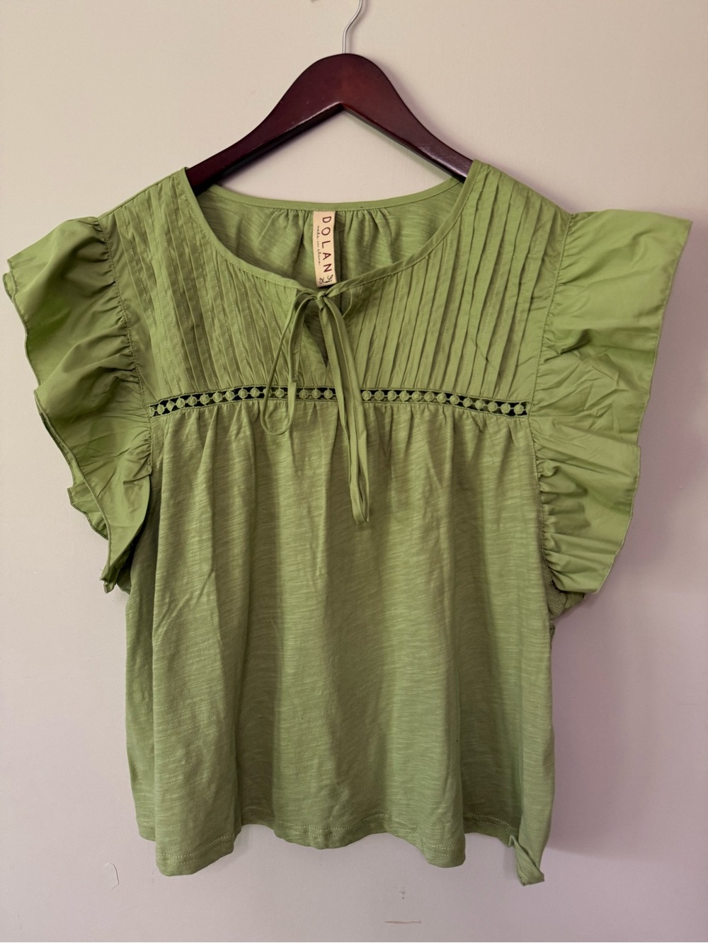 Dolan Green Ruffle Sleeve Top - Picture 2 of 5